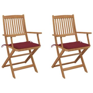 vidaXL Cadeiras de jardim dobr&aacute;veis c/ almofad&otilde;es 2 pcs ac&aacute;cia maci&ccedil;a