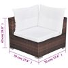 vidaXL 5 pcs conjunto lounge jardim c/ almofadões vime PE castanho