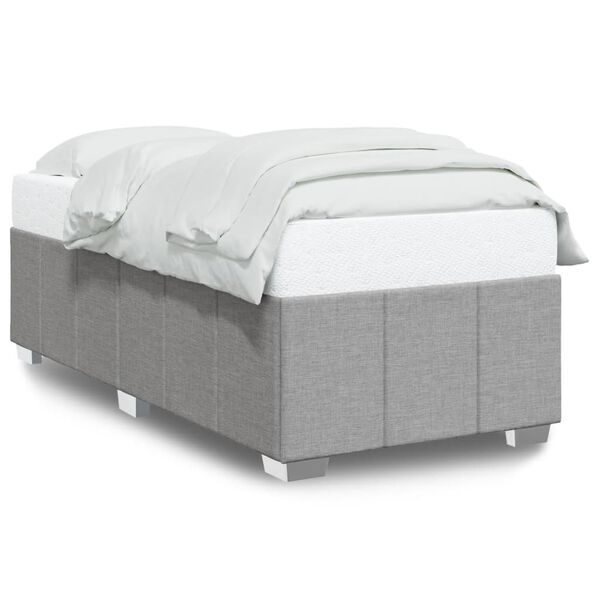 vidaXL Estrutura de cama sem colch&atilde;o 90x190 cm tecido cinzento-claro