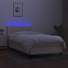 vidaXL Cama box spring c/ colch&atilde;o e LED 90x200 cm tecido cor creme
