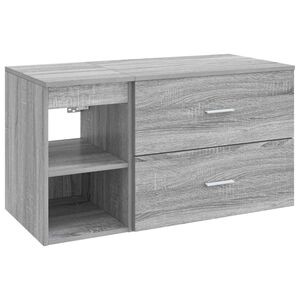 vidaXL Conjunto de M&oacute;veis para Banheiro 2 pcs Sonoma cinzento