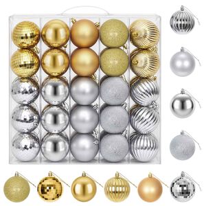 vidaXL Conjunto de Bolas de Natal 50 unid. Prateado e dourado 8 cm