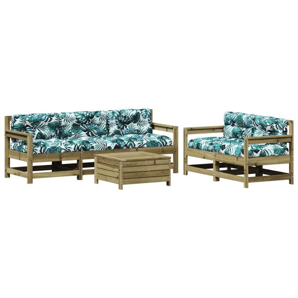 vidaXL 6 pcs conjunto lounge de jardim c/ almofad&otilde;es pinho impregnado