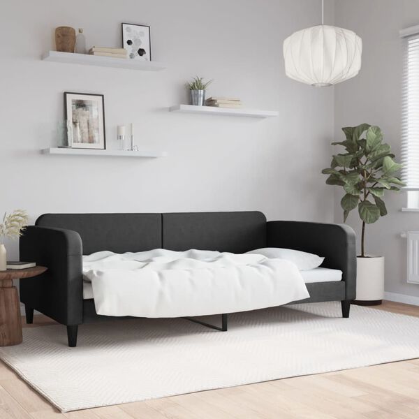 vidaXL Sof&aacute;-cama 100x200 cm tecido preto
