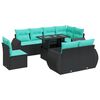 vidaXL 9 pcs conjunto sof&aacute;s p/ jardim almofad&otilde;es vime PE/ac&aacute;cia preto