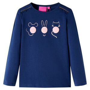 T-shirt de manga comprida para crian&ccedil;a azul-marinho 116