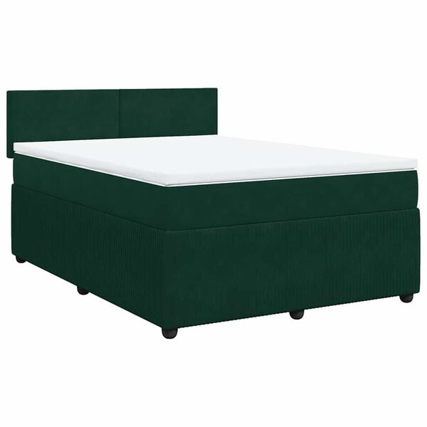 vidaXL Cama com molas/colch&atilde;o 140x200 cm veludo verde-escuro