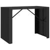 vidaXL Mesa de bar com tampo de vidro 145x80x110 cm vime PE preto