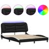 vidaXL Estrutura de cama com LED sem colch&atilde;o Hvar 152x203cm preto/branco
