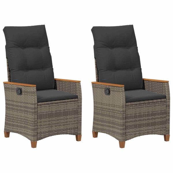 vidaXL Cadeira de Jardim Reclin&aacute;vel Cinza e Cinza Escuro vime PE