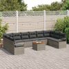vidaXL Conjunto de Sof&aacute; de Jardim com almofada 11 pcs Cinzeto vime PE