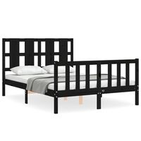 vidaXL Estrutura de cama com cabeceira 140x200 cm madeira maciça preto