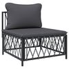 vidaXL 3 pcs conjunto lounge de jardim com almofadões aço antracite