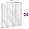 vidaXL Cestos gabi&atilde;o arqueados 5pcs 200x30x220/240cm ferro galvanizado