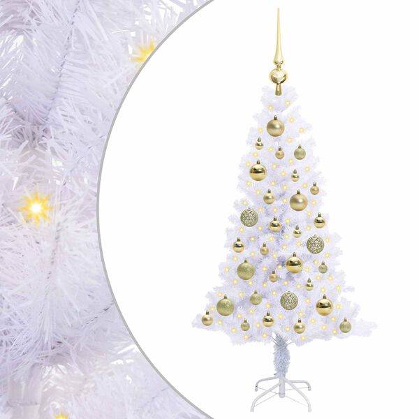 vidaXL &Aacute;rvore de Natal Artificial com 150 LEDs Branco 120 cm PVC e A&ccedil;o