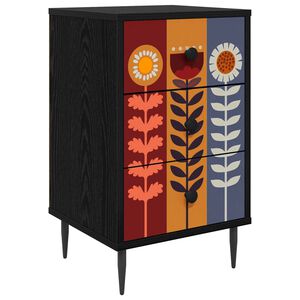 vidaXL Arm&aacute;rio de Cabeceira ESSEN Carvalho Preto 36 x 33 x 61 cm