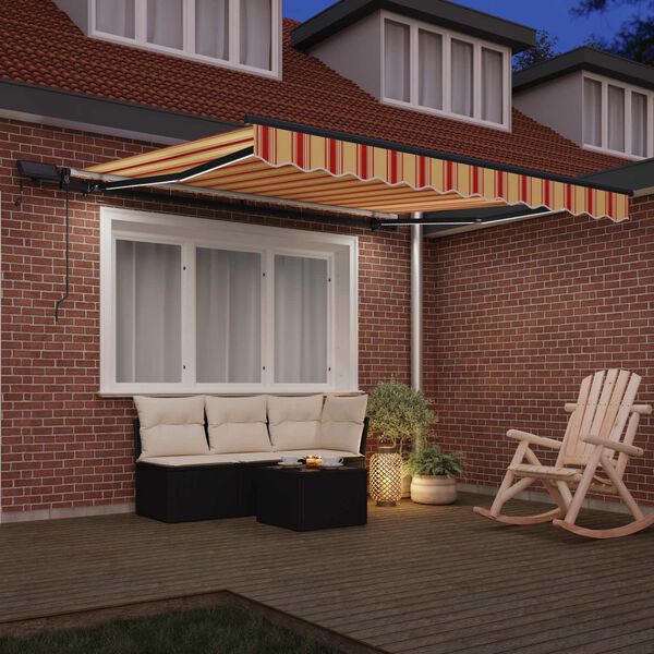 vidaXL Toldo Retr&aacute;til Manual Amarelo e Laranja 300 x 250 cm tecido