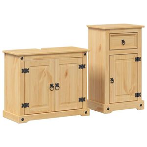 vidaXL 2 pcs conj. de m&oacute;veis p/ casa de banho Corona pinho maci&ccedil;o