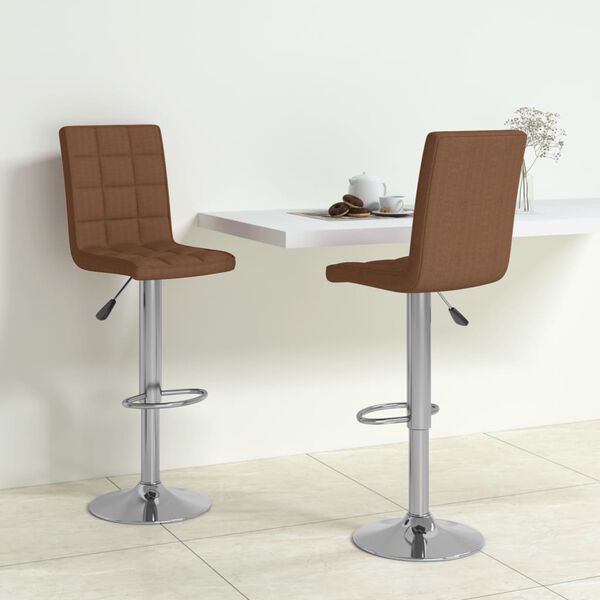 vidaXL Bancos de bar 2 pcs tecido castanho