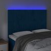 vidaXL Cabeceira cama c/ luzes LED veludo 144x5x118/128cm azul-escuro