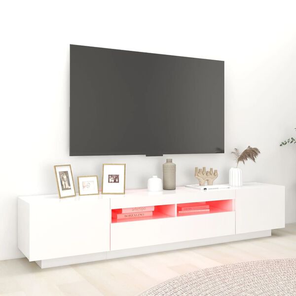 vidaXL Móvel de TV com luzes LED 200x35x40 cm branco