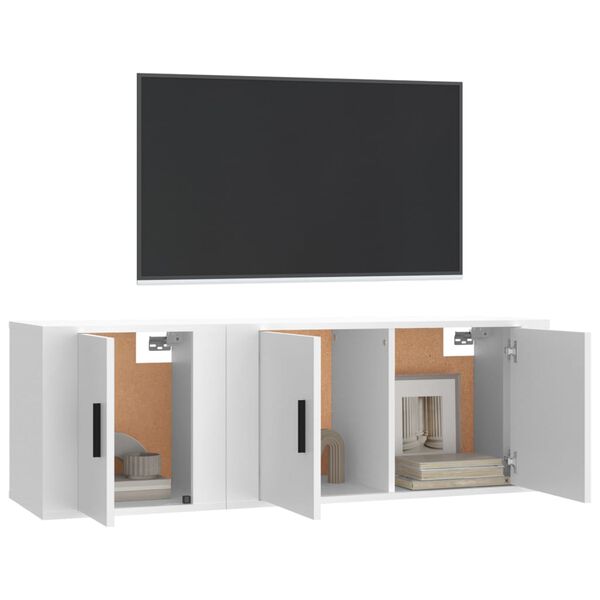 vidaXL 2 pcs conjunto m&oacute;veis de TV derivados de madeira branco