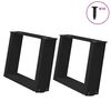 vidaXL P&eacute;s para mesa de centro em formato de U, 2 pe&ccedil;as, preto, 40x(30-31) cm, a&ccedil;o