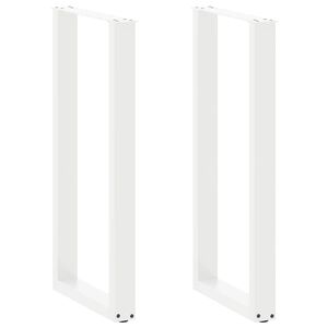 vidaXL P&eacute;s de mesa de bar em forma de U, 2 pe&ccedil;as, branco, 40x (100-101) cm, a&ccedil;o