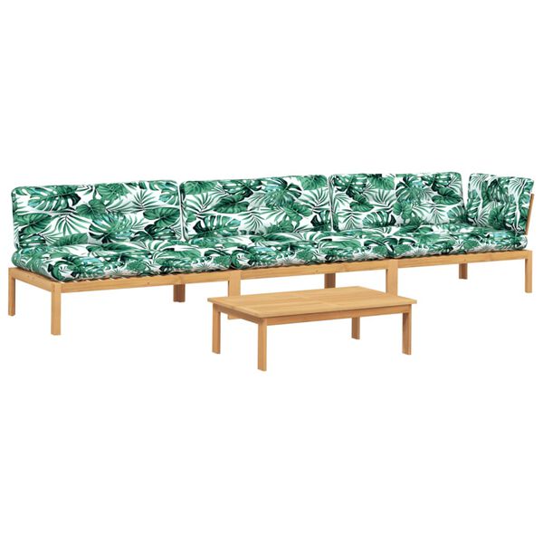 vidaXL 4 pcs m&oacute;veis de paletes p/ jardim c/ almofad&otilde;es ac&aacute;cia maci&ccedil;a