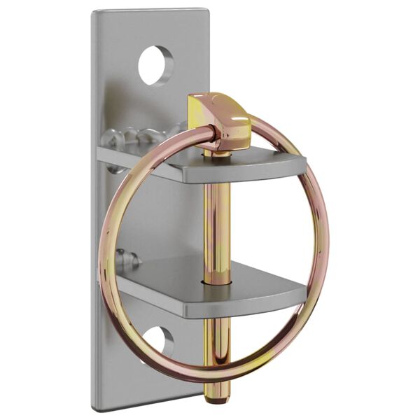 vidaXL Ganchos de parede para baldes 3 pcs a&ccedil;o prateado e castanho