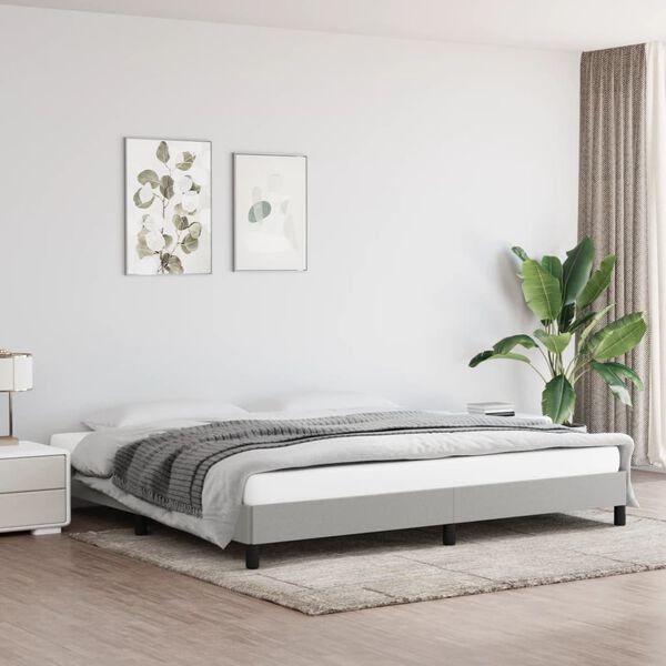 vidaXL Estrutura de cama sem colch&atilde;o 200x200 cm tecido cinzento-claro