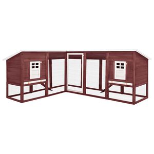 vidaXL Coelheira exterior c/ parque abeto maci&ccedil;o mocca e branco