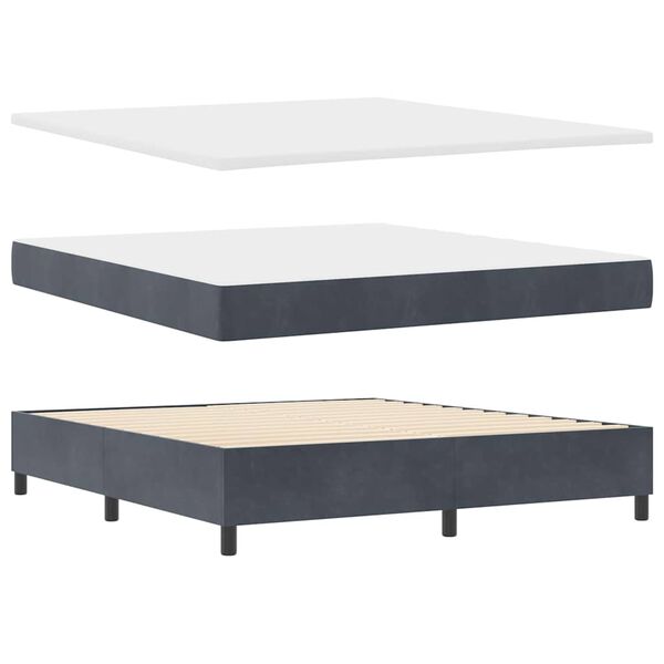 vidaXL Cama Box com colch&atilde;o Cinzento escuro 180 x 200 cm Veludo
