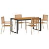 vidaXL Conjunto de Jantar para Jardim 5 unid. Bege e Marrom vime PE