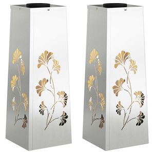 vidaXL Luz Solar LED de Caminho 2 pcs Galvanizado Galvanizado