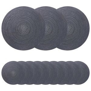 vidaXL Sousplat de Juta 12 unid. Cinzento-escuro 100% Juta Tossa