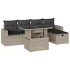 vidaXL 6 pcs conj. sof&aacute;s jardim com almofad&otilde;es vime PE cinzento-claro