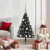 vidaXL &Aacute;rvore de Natal Artificial Pr&eacute;-iluminada Preto 120 cm PVC