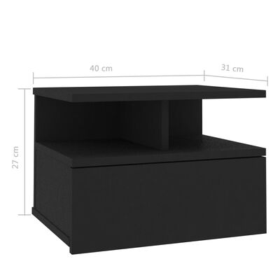 vidaXL Mesa de cabeceira suspensa 40x31x27 cm derivados madeira preto