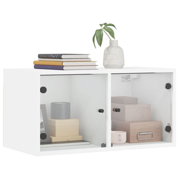 vidaXL Arm&aacute;rios parede c/ portas de vidro 2 pcs 68,5x37x35 cm branco