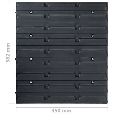 vidaXL 48 pcs Kit caixas arrumação com painéis de parede azul e preto