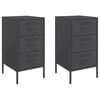 vidaXL Mesas de cabeceira 2 pcs 36x39x68 cm a&ccedil;o preto