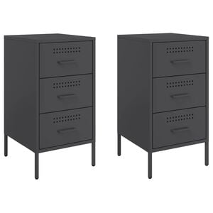 vidaXL Mesas de cabeceira 2 pcs 36x39x68 cm a&ccedil;o preto