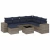 vidaXL Conjunto de sof&aacute; de jardim com 8 pe&ccedil;as e almofadas em rattan sint&eacute;tico cinza