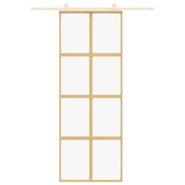 vidaXL Porta deslizante 76x205 cm vidro ESG/alumínio dourado