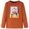 vidaXL T-shirt de manga comprida para crian&ccedil;a laranja-queimado 128