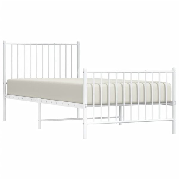 vidaXL Estrutura de cama com cabeceira e pés 90x200 cm metal branco