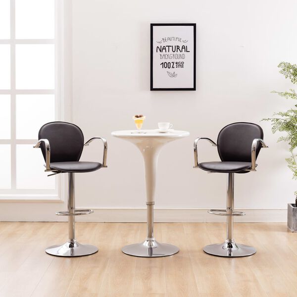 vidaXL Bancos de bar c/ apoios braços 2 pcs couro artificial castanho