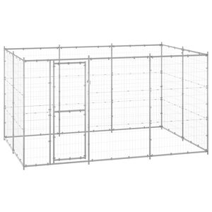 vidaXL Canil de exterior 7,26 m&sup2; a&ccedil;o galvanizado