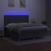 vidaXL Cama box spring c/ colch&atilde;o e LED 160x200 cm tecido cinza-escuro
